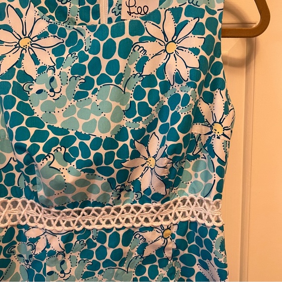 Lilly Pulitzer Vintage Blue Leopard Cutout Dress Size 4 - Picture 4 of 5